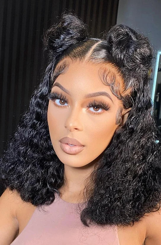 Short Deep Wave Bob Wig – 100% Hair, Transparent Lace, Glueless Design