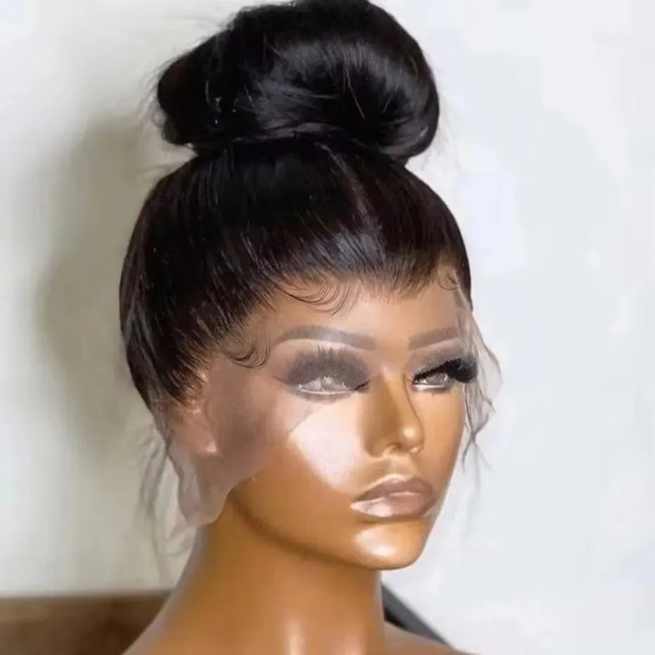 Long Straight Human Hair Lace Wig – 26+ Inches, Hair, Transparent Swiss Lace, Multiple Lace Sizes