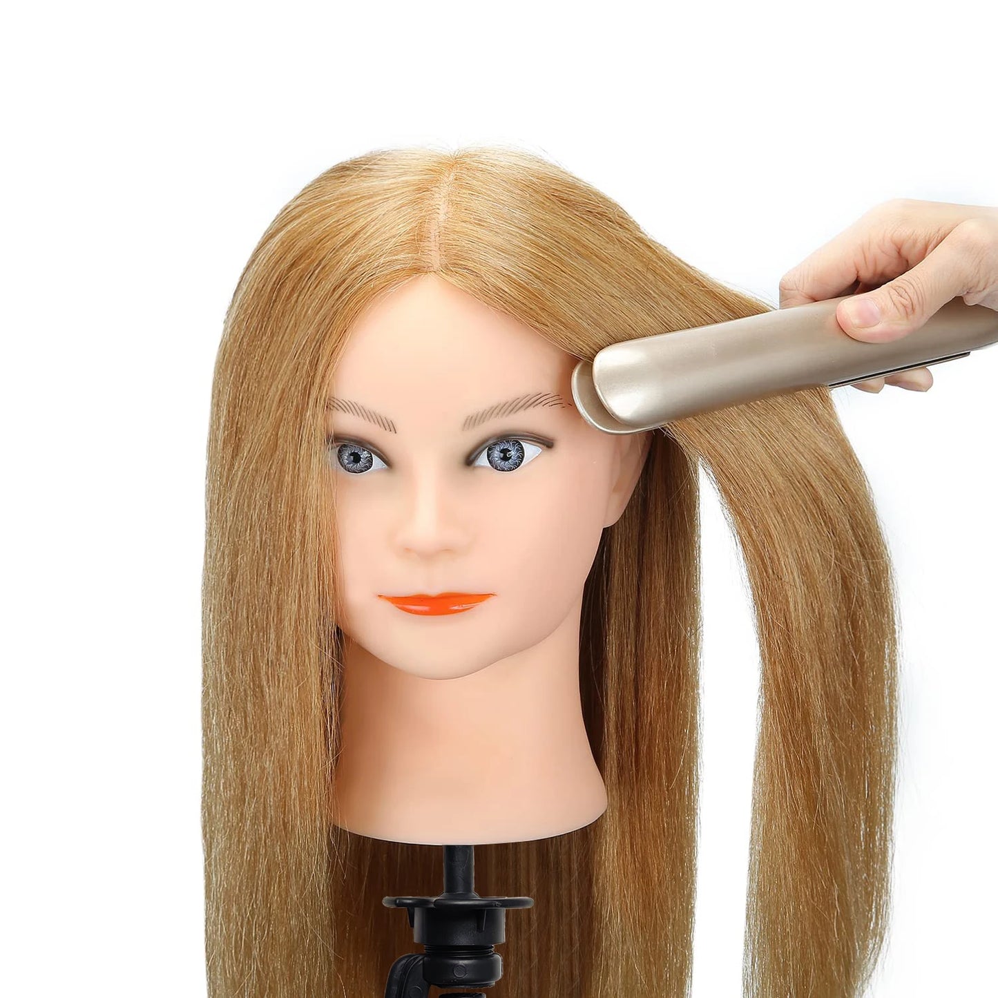 100% Real Hair Mannequin Head - 22-24 Inch, Thick 180% Density for Hairdressing, Braiding, and Styling Practice
