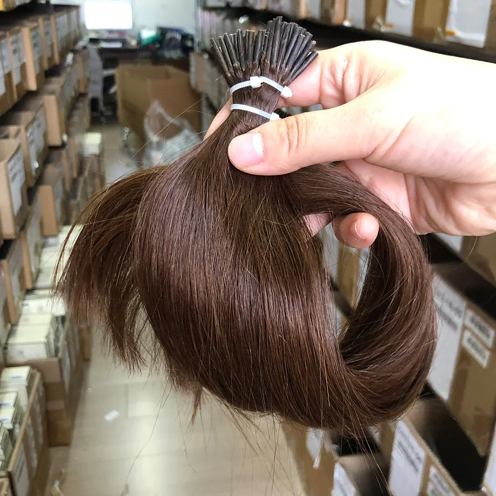 Lightweight Straight I-Tip Hair Extensions – 0.6g/Strand, Sleek & Natural Finish