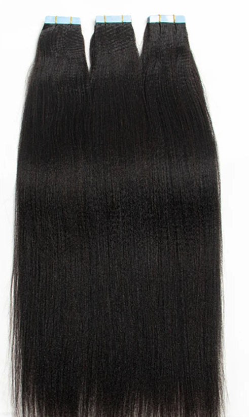 Light Yaki Straight Tape-In Hair Extensions | 100% Human Hair | Natural Black 1B# | 20pcs per Set