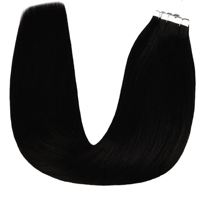 ZURIA Mini Tape-in Hair Extensions – Human Hair, Seamless, Invisible, Hypoallergenic (12-24 Inch)