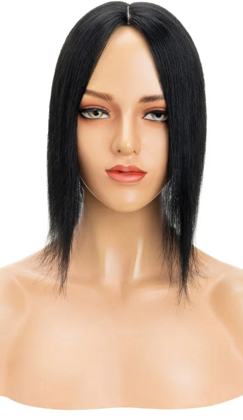 100% Real Human Hair Topper – Straight Silk Base, Natural Hairline, Tangle-Free