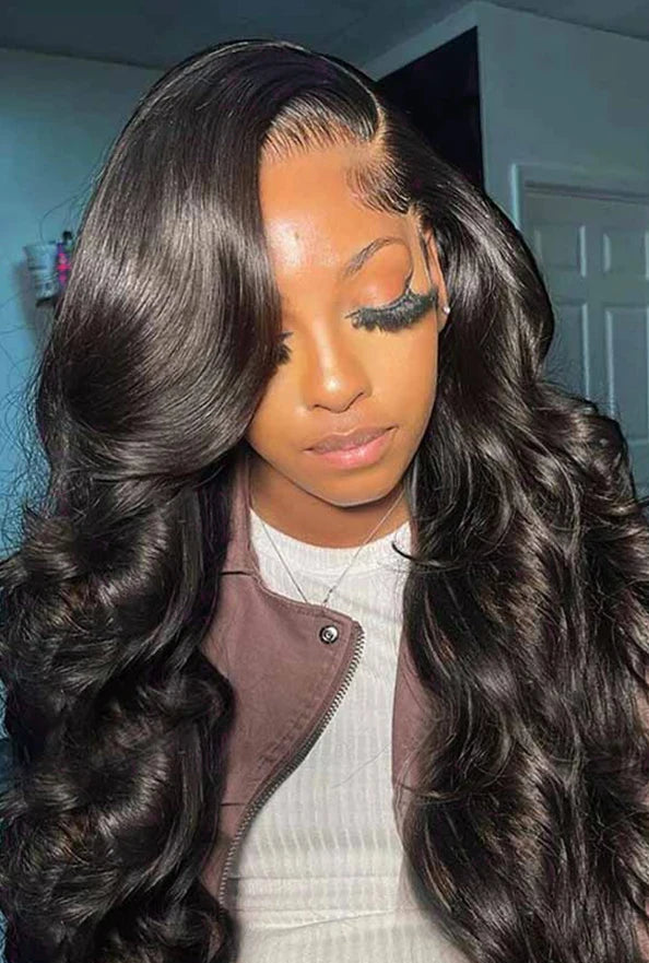 Long 26+ Inch Body Wave Lace Front Wig – Transparent Swiss Lace, 100% Human Hair