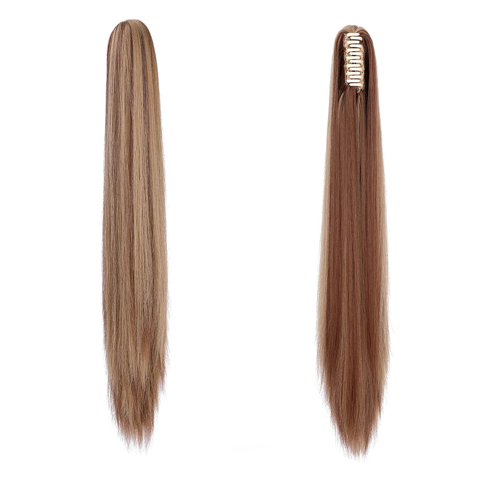 Kinky Straight Clip-In Hair Extension – High-Temperature Fiber, Pure Color, 140g