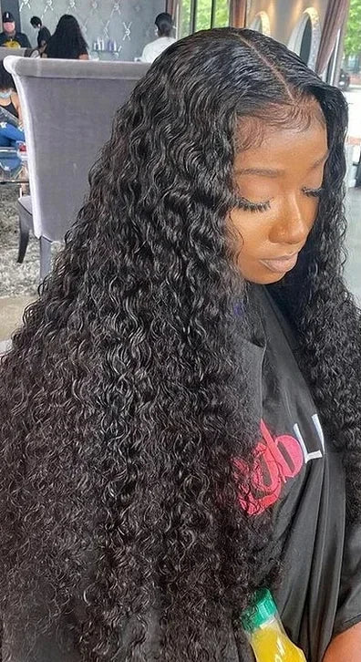 Curly Lace Front Wig – 5x5 Swiss Lace, Pre-Plucked, Natural Off Black, 180%-200% Density