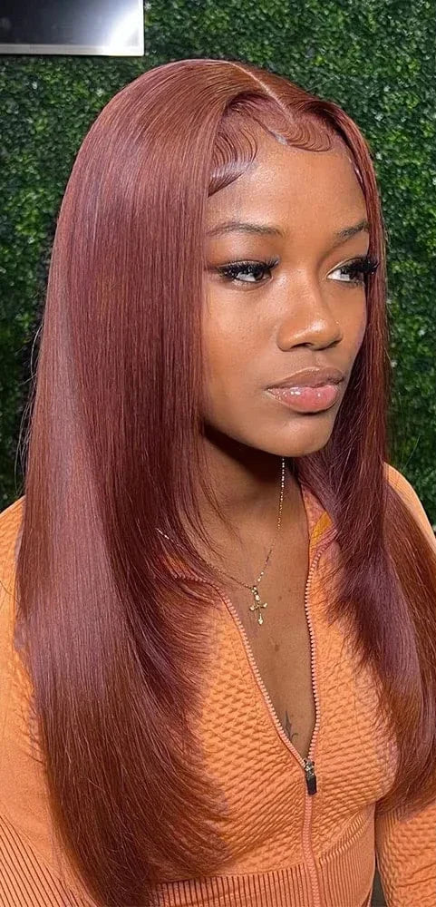 Straight Layered Lace Front Synthetic Wig – T-Part Glueless Design with Natural Pre-Plucked Hairline