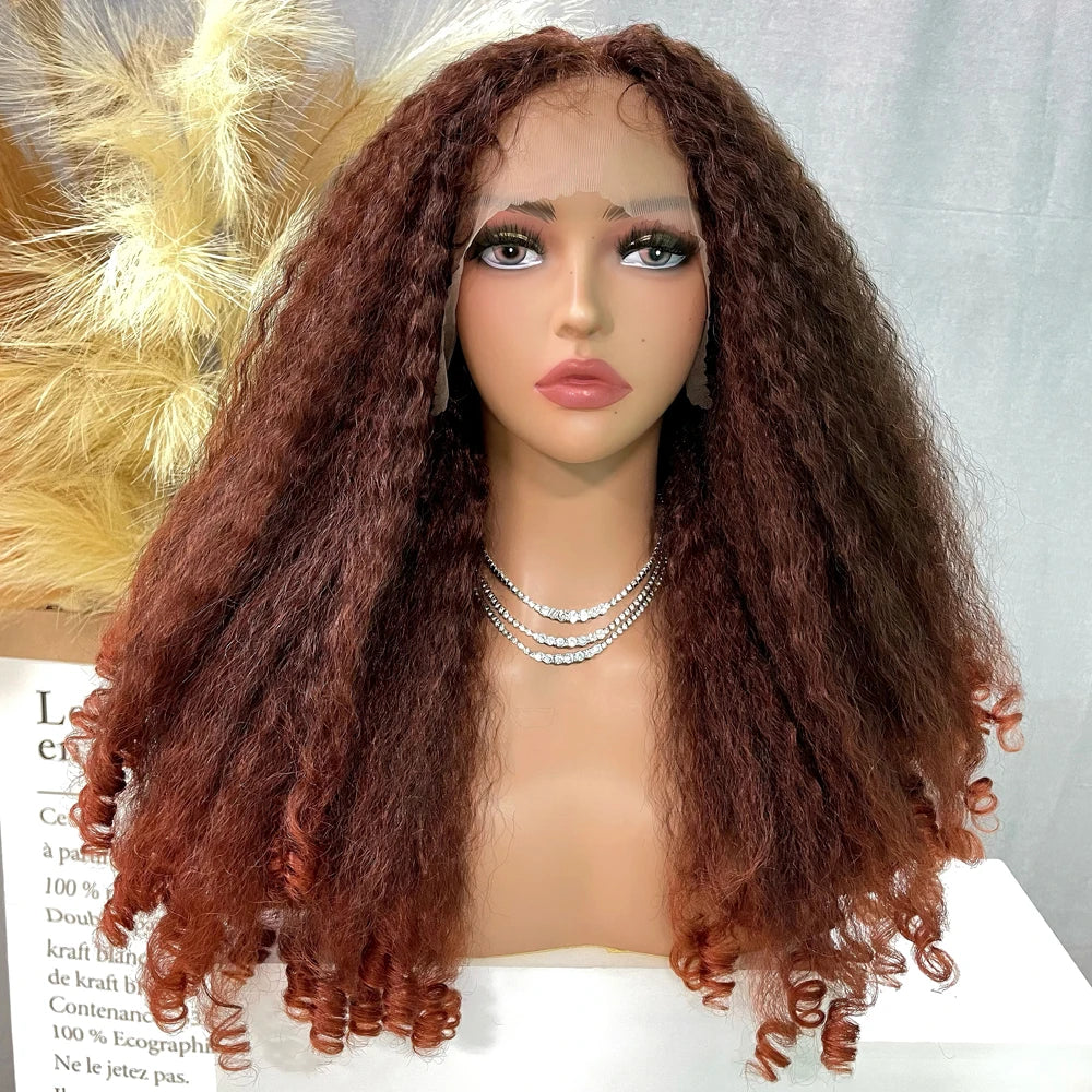 20-Inch Curly Lace Front Wig – Natural Brown Medium-Length Wig for Daily Wear