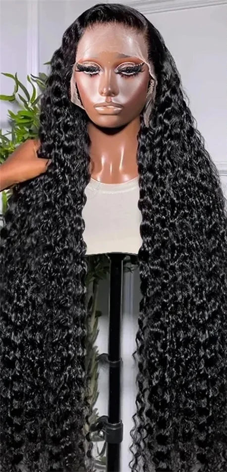 Curly Lace Front Wig – 100% Hair, Pre-Plucked, HD Lace, 26+ Inch, Natural Off Black Color 1B