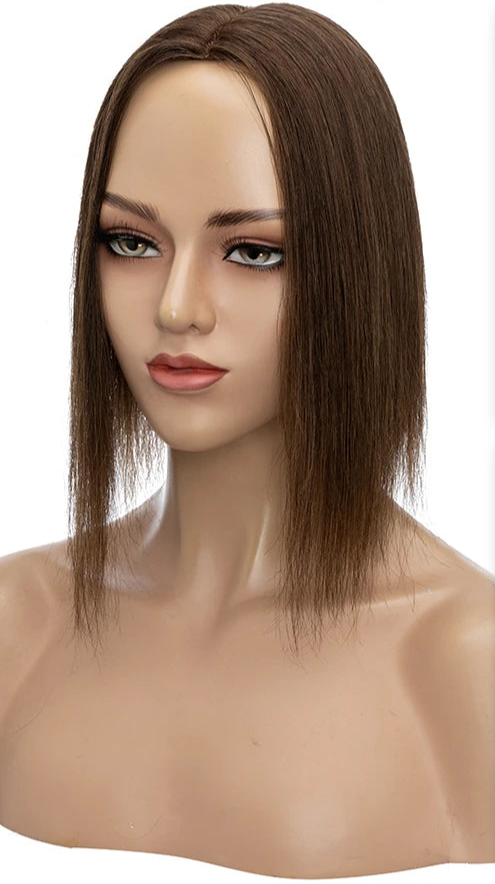 100% Human Hair Topper with Silk Base – Natural Hairline, Tangle-Free, Lightweight & Durable