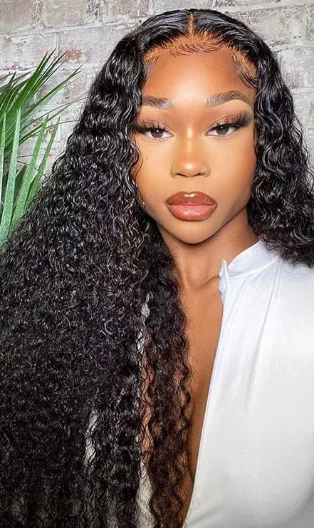 Long Deep Wave Peruvian Virgin Lace Wig – 13x6 Transparent Swiss Lace (26+ Inches)