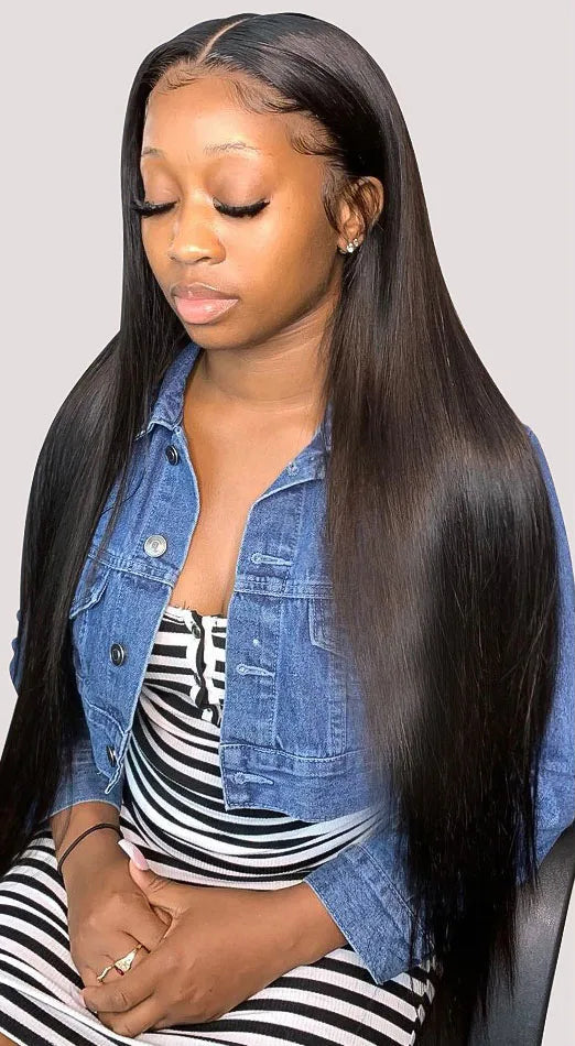 Bone Straight HD Transparent Lace Front Wig – Human Hair 360 Full Lace Wig for Women