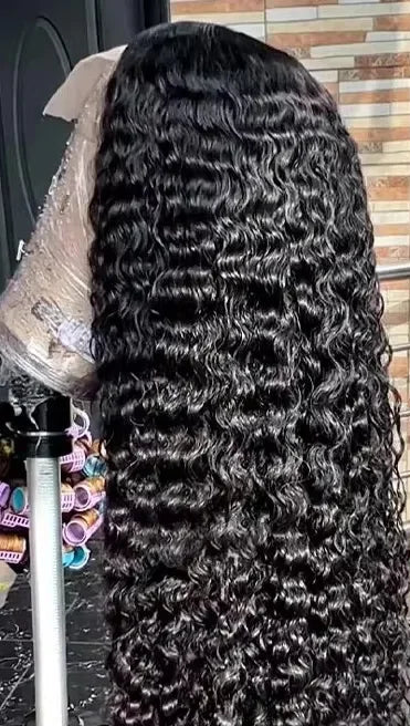 Long 26+ Inch Deep Wave Transparent Lace Frontal Wig – 100% Human Hair, Pre-Plucked, HD Lace