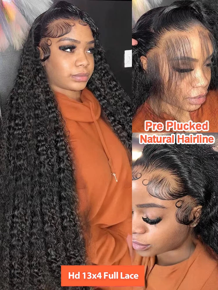 Deep Wave Human Hair Wig – 26+ Inch Transparent Lace Wig for a Natural Look