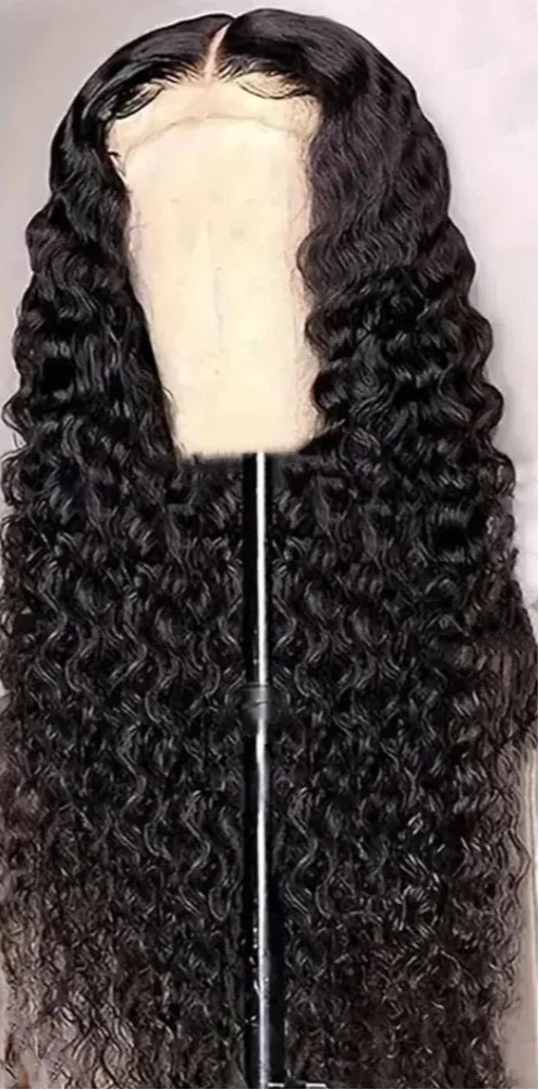 Long Deep Wave Hair Lace Front Wig – 26+ Inches, Transparent Lace, Luxe Natural Look