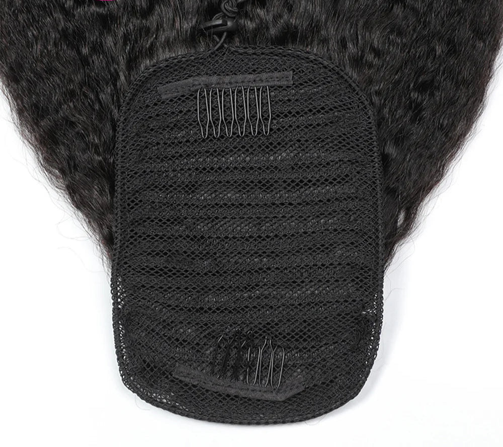 Kinky Straight Clip-In Ponytail Hair Extensions – Pure Color, Perm & Dye Friendly