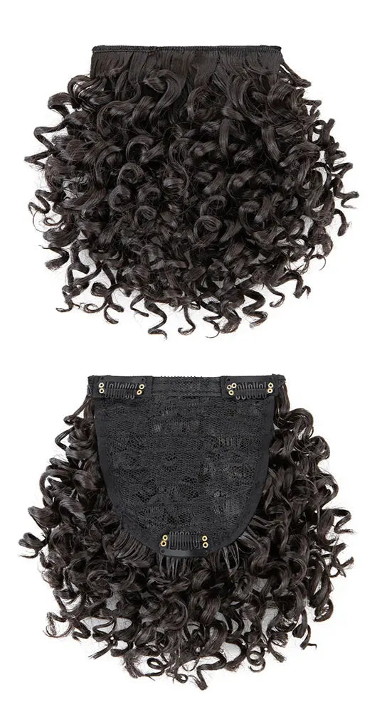 Natural-Looking Afro Clip-In Blunt Bangs – High-Temperature Synthetic Fiber, 6-8 Inch