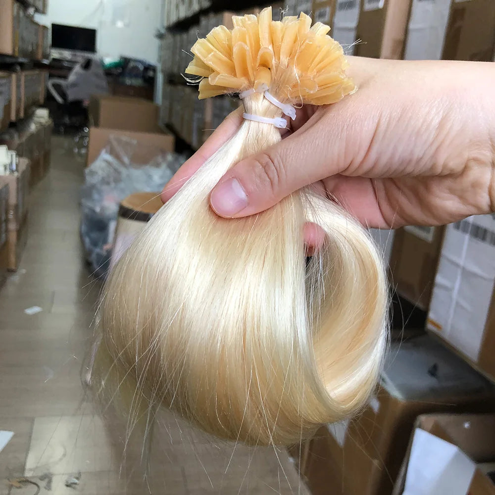 Straight I-Tip Hair Extensions – Lightweight 0.6g/Strand, 100% Human Hair for Seamless Volume