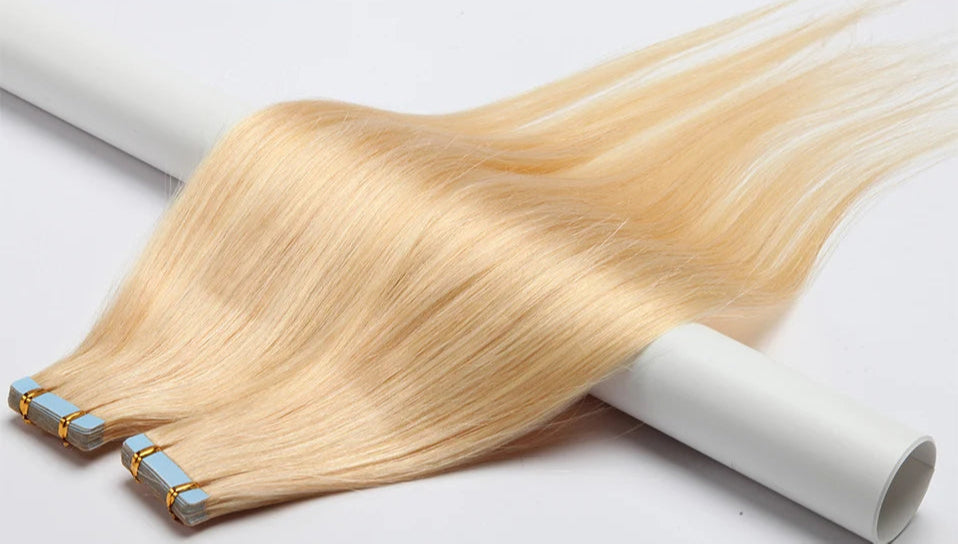 Luxury Tape In Hair Extensions – 100% Real Human Hair, Straight Texture, Black/Brown/Blonde, 16"-24", Thick & Seamless for Volume and Length