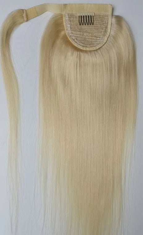 Ombre Straight Clip-In Wrap Around Ponytail – 100% Human Hair, Dye & Heat Safe