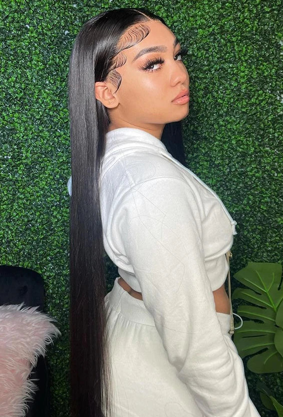 Straight Full Lace & Lace Front Wigs – 26+ Inches, Transparent Swiss Lace, Darker Dyeable Colors