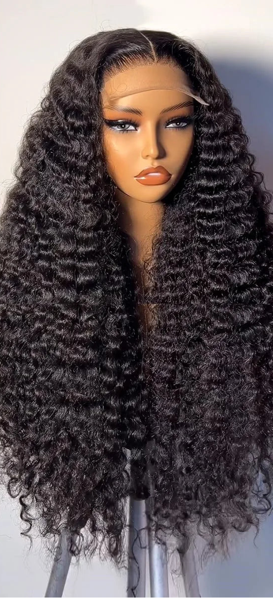 Long Deep Wave Hair Wig – 26+ Inches, Transparent Lace Front & Closure Options