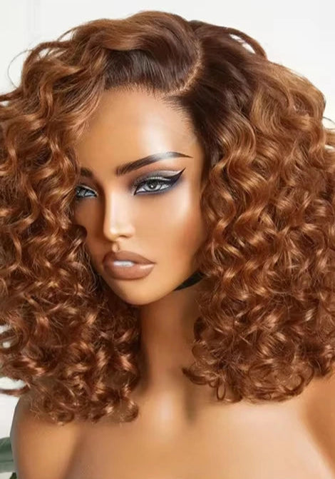 Short Deep Wave Hair Wig – 4-16 Inches, Transparent Lace, Natural Look