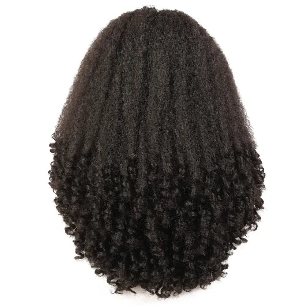 20-Inch Curly Lace Front Wig – Natural Brown Medium-Length Wig for Daily Wear