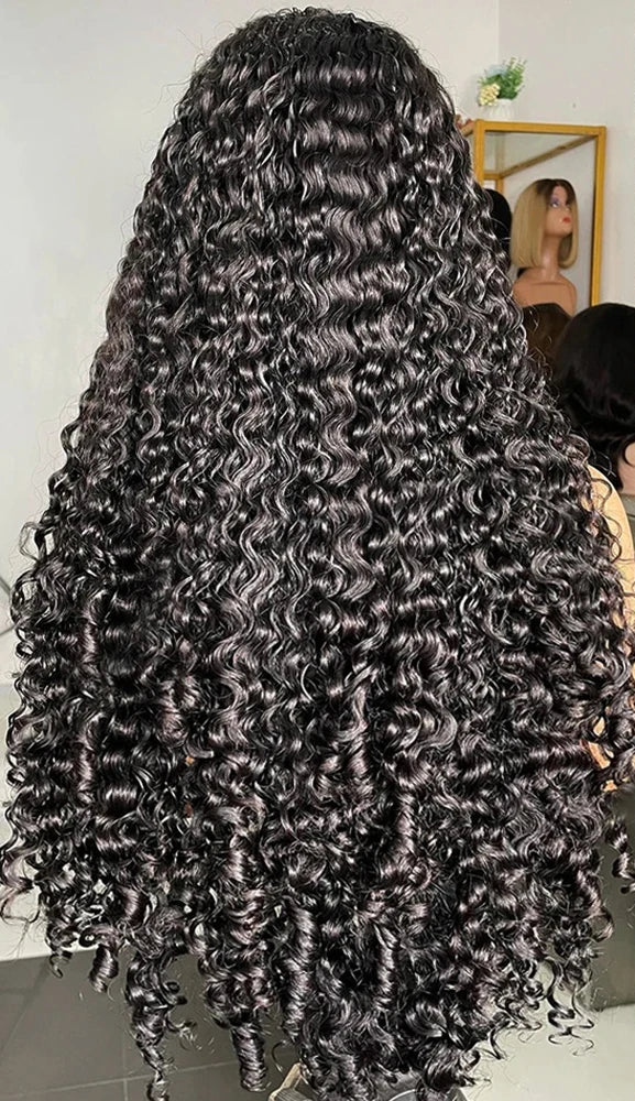 Long Deep Wave Lace Front Wig – 26+ Inch Hair, Swiss Lace, Transparent Lace Closure