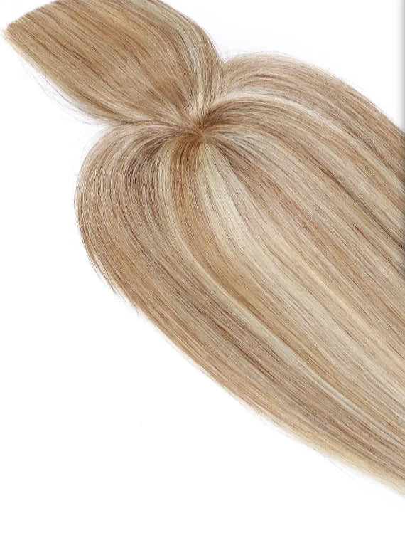 100% Human Hair Topper with Bangs – Lace Base, Natural Straight, Lightweight & Tangle-Free