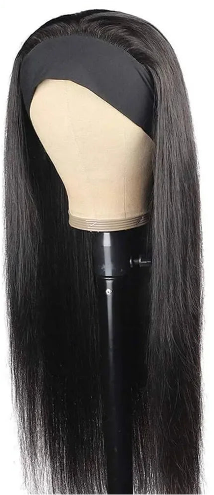 Peruvian Straight Headband Wig – Non-Human Hair, Natural Black, 10-28 Inches
