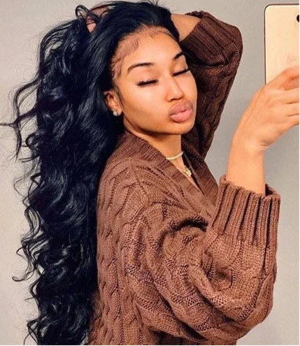 26+ Inch Body Wave Lace Front Wig – Transparent Swiss Lace, Natural Human Hair