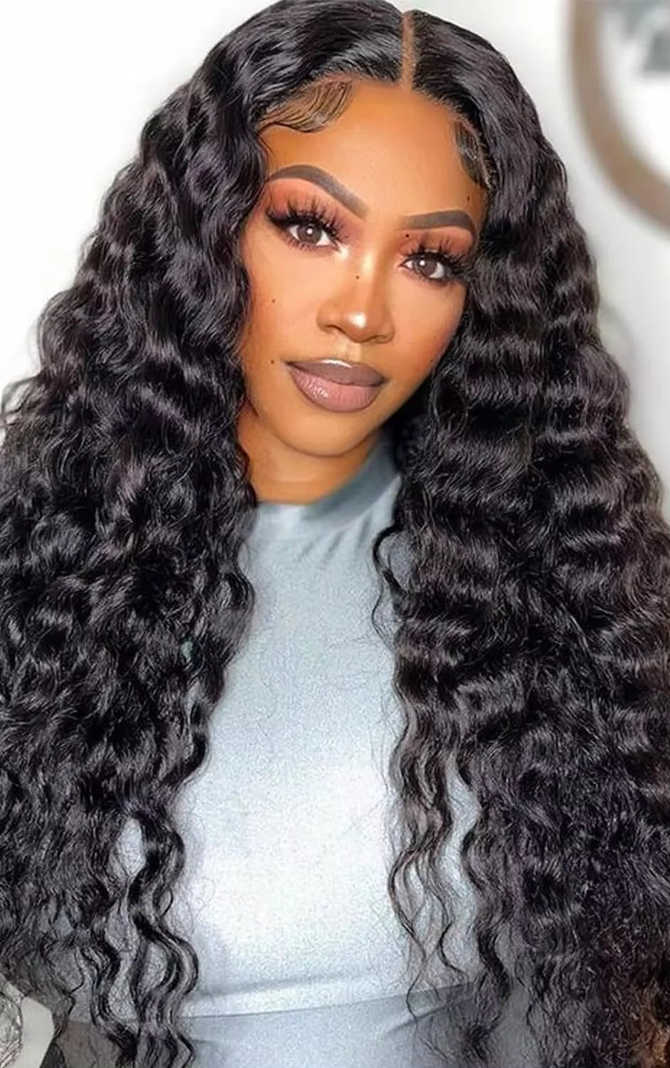Long Deep Wave Burmese Hair Wig – 100% Remy Human Hair, Glueless Transparent Lace, 26-36 Inches, 200% Density