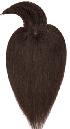 100% Human Hair Topper with Bangs – Lace Base, Natural Straight, Lightweight & Tangle-Free