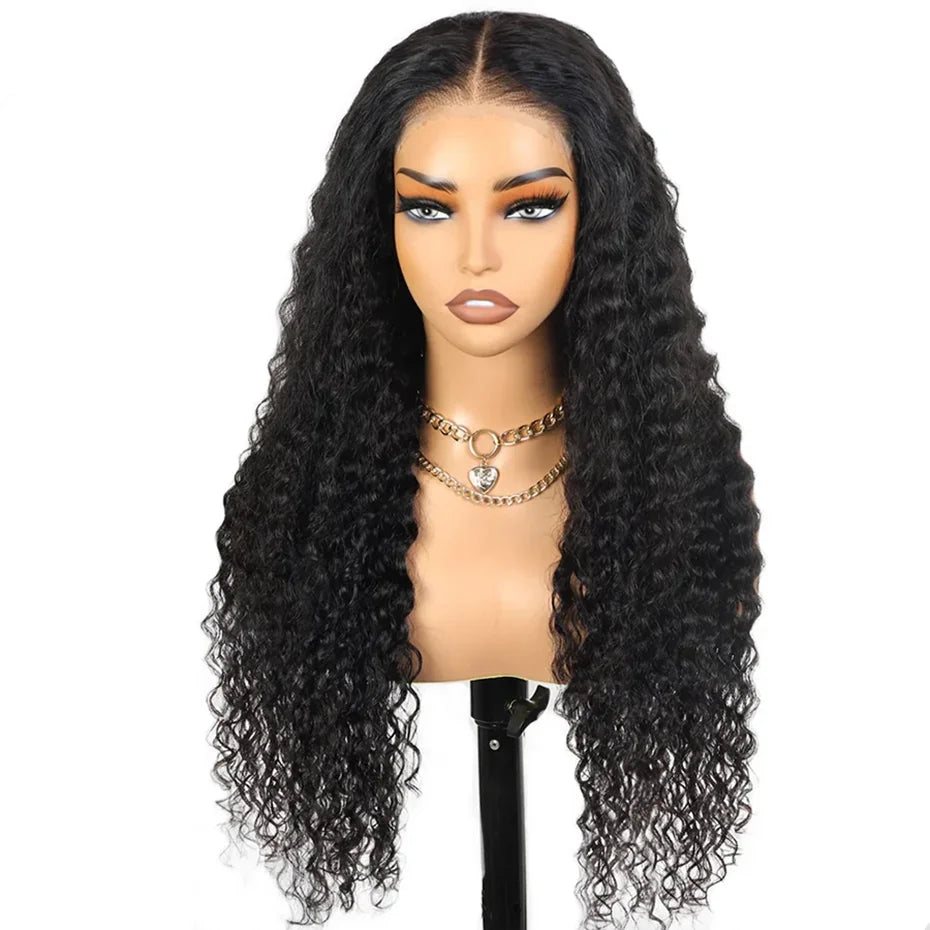 Premium Deep Wave Glueless Wig – 100% Hair, Transparent HD Lace, 16-38 Inch, 200% Density