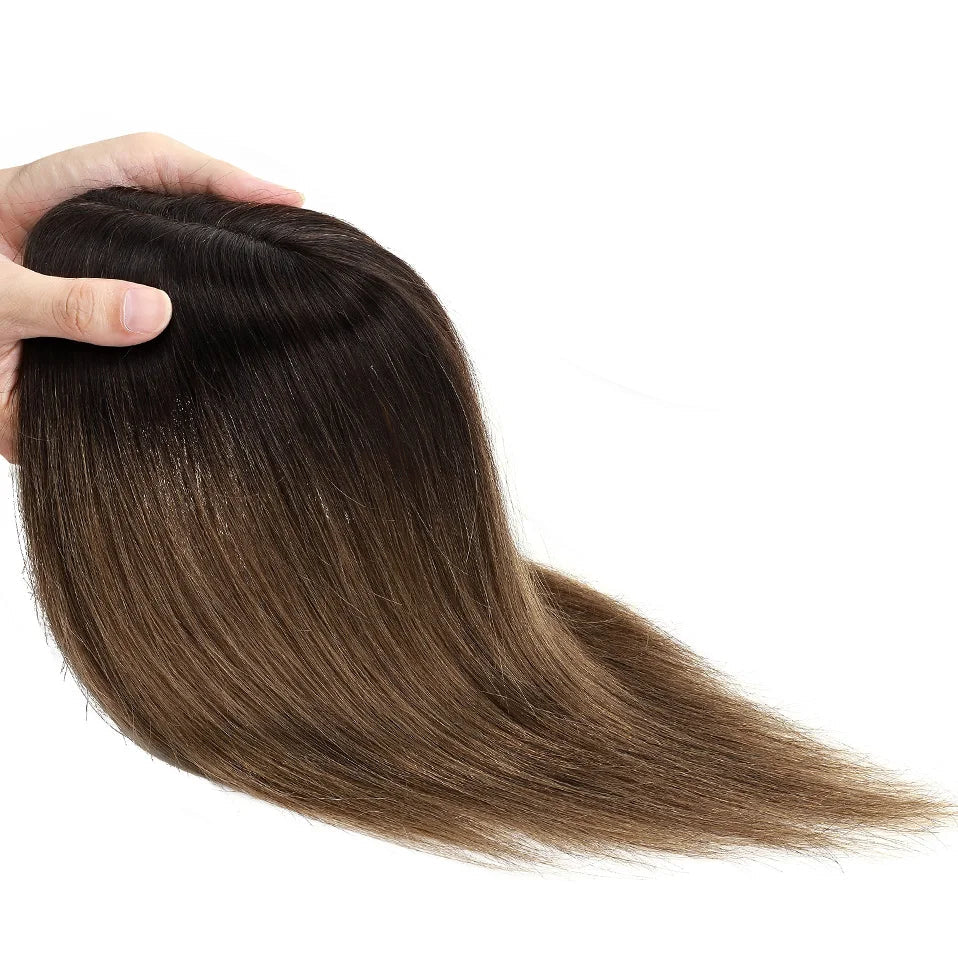100% Human Hair Topper with Silk Base – Natural Hairline, Tangle-Free, Lightweight & Durable