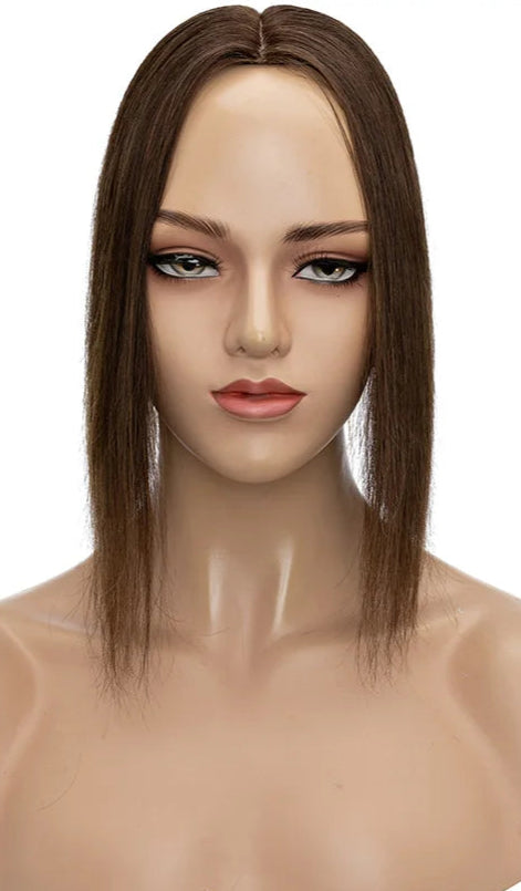 100% Indian Human Hair Topper with Silk Base - Natural Straight, Tangle-Free & Lightweight