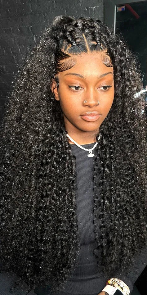 Virgin Deep Wave Lace Front Wig – 26+ Inches, 13x6 Lace, 100% Human Hair, Transparent Swiss Lace