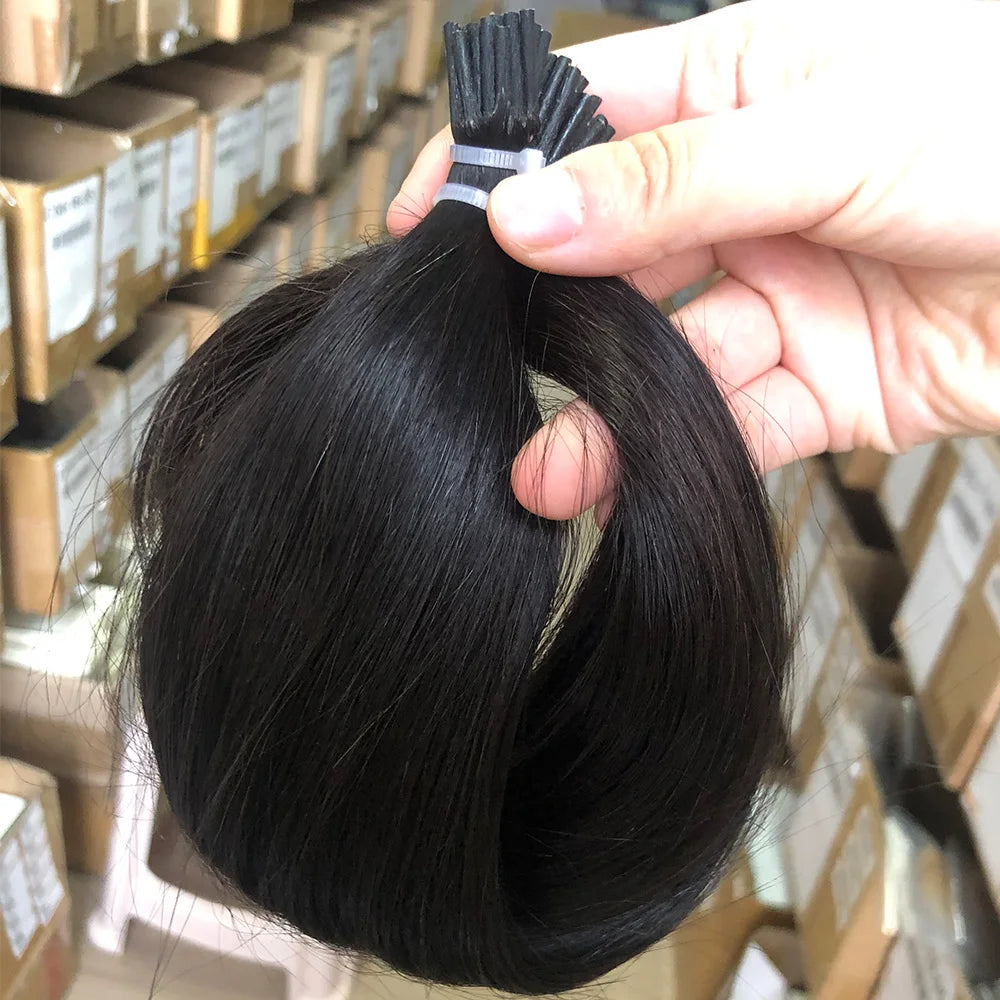 Lightweight Straight I-Tip Hair Extensions – 0.6g/Strand, Sleek & Natural Finish