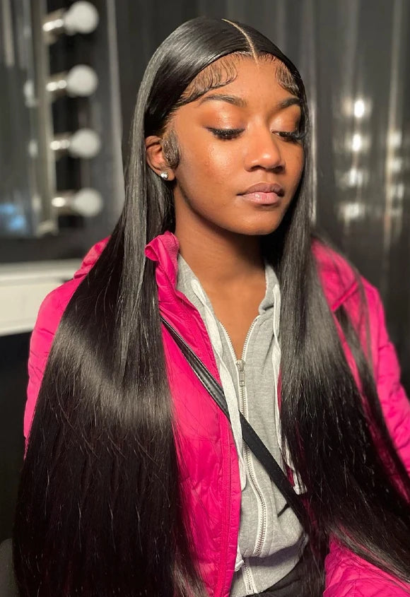 13x4 HD Lace Wig – Long Malaysian Straight Hair, 26+ Inches, Transparent Lace, Beginner-Friendly"