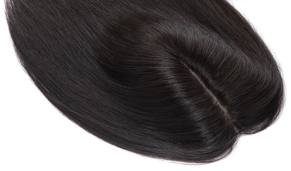 100% Human Hair Topper with Silk Base – Natural Hairline, Tangle-Free, Lightweight & Durable
