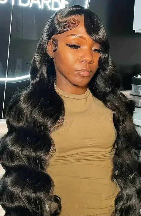 360 Lace Frontal Body Wave Wig – HD Transparent Lace, Human Hair, Versatile for Ponytail Styles