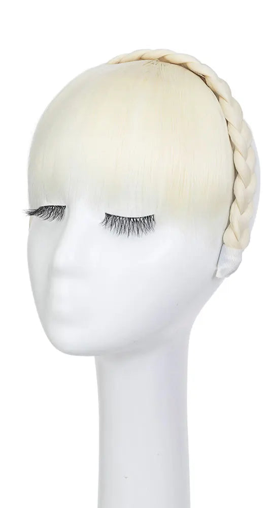 French Bangs Wig – Pure Color High-Temperature Fiber Hairpiece with Blunt Bangs for Daily & Cosplay Use