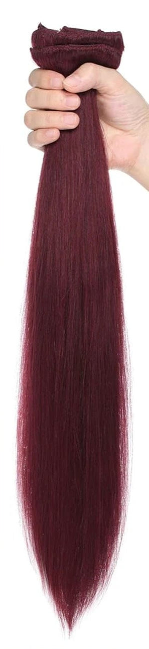 Straight Pure Color Human Hair Extensions - 10 Pieces/Set, Can Be Permed, Suitable for All Dying Colors