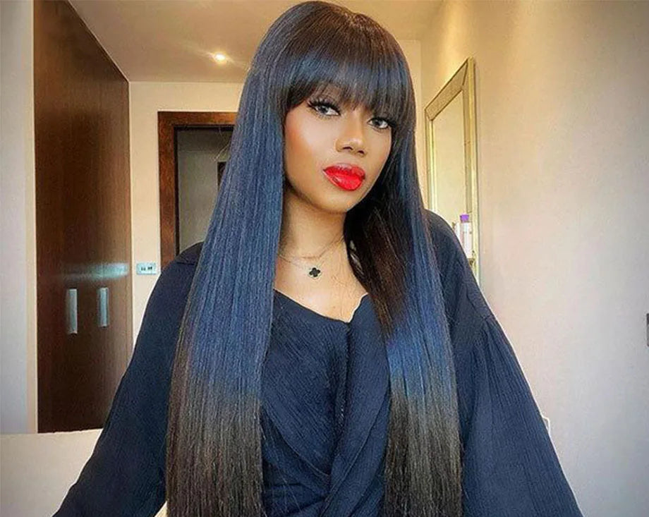 Straight Human Hair Wig – 100% Unprocessed Virgin Hair, 150%-180% Density, Natural Color 1B