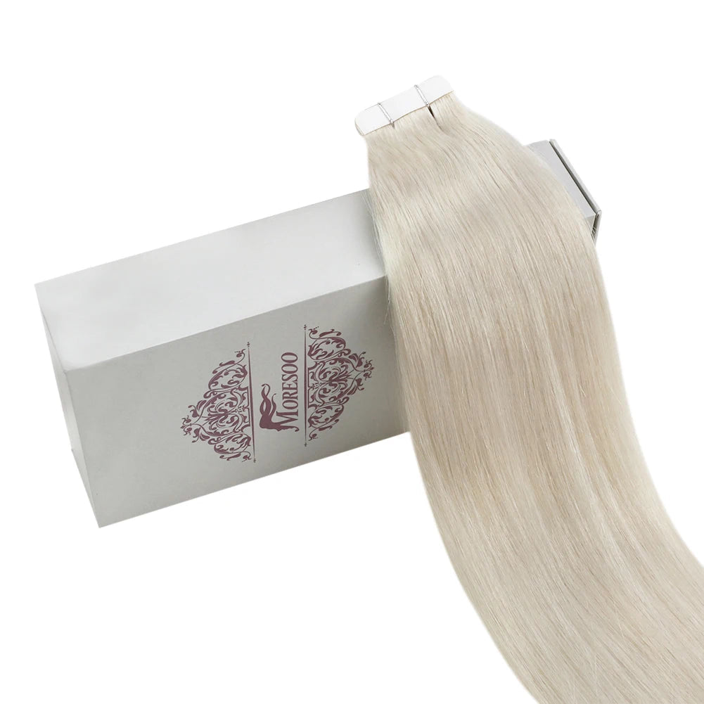 Moresoo Tape-In Hair Extensions | 100% Real Human Hair | Seamless, Durable & Reusable