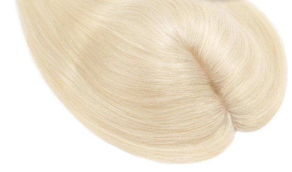 100% Human Hair Topper with Silk Base – Natural Hairline, Tangle-Free, Lightweight & Durable