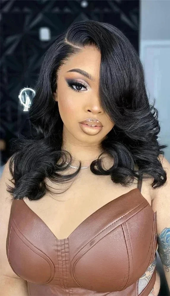 Short Body Wave Lace Front Wig – Transparent Swiss Lace for Natural Elegance