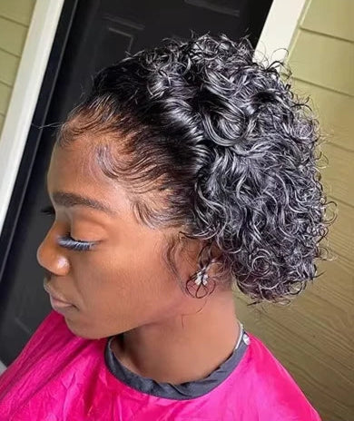 Short Curly Lace Front Wig – 13x4 Pixie Cut Human Hair Wig with Natural Hairline