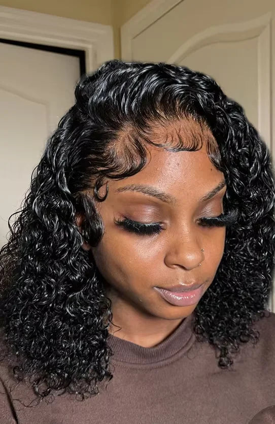 Short Deep Wave Lace Front Wig – Hair, Pre-Plucked, 4x4, 5x5, 13x4 & 13x6 Options